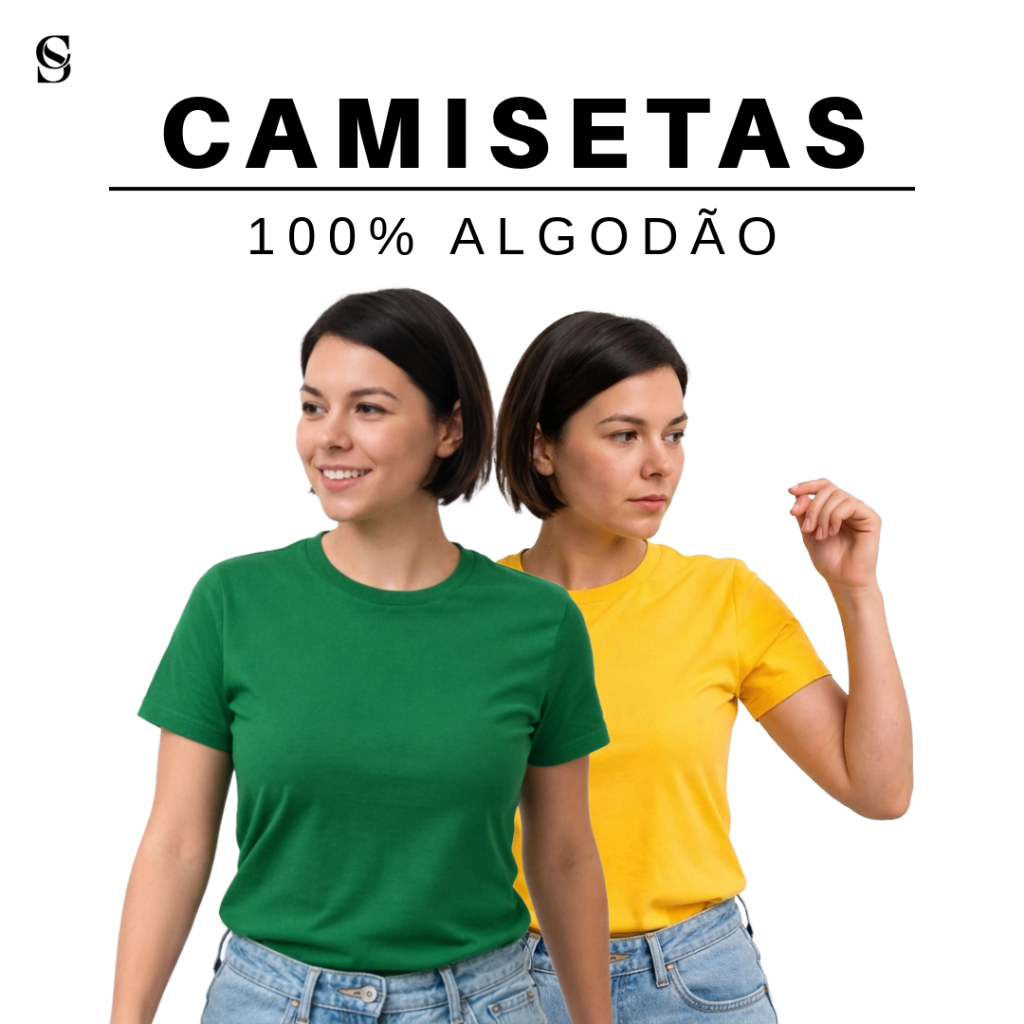 Camiseta Brasil Verde e Amarela 100% Algodão Lisa Copa do Mundo Seleção Brasileira
