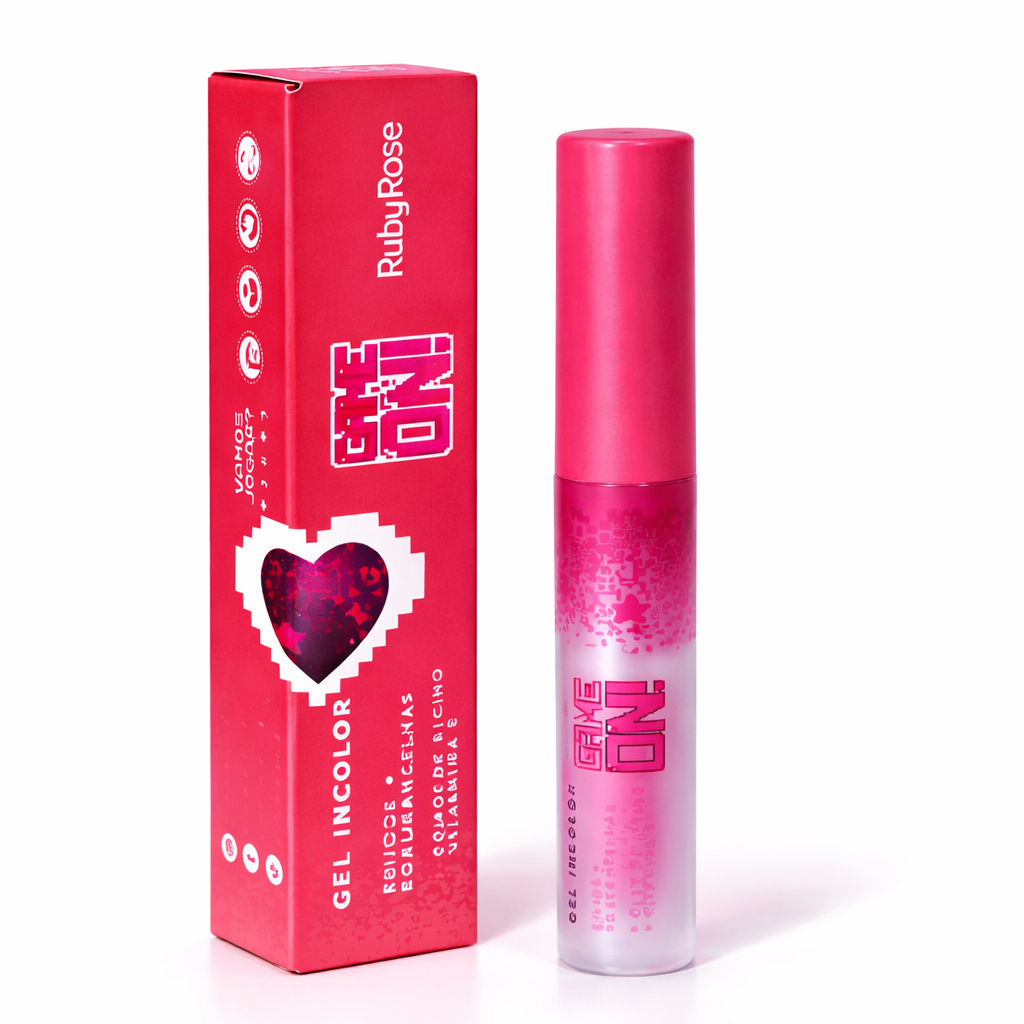 GEL INCOLOR RUBY ROSE Game On Cílios + Sobrancelhas Fixação 24h Óleo Rícino Vitamina E