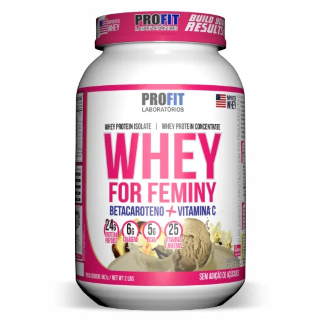 Whey For Feminy Profit Labs 907g Whey Protein + Colágeno Vitaminas e Minerais