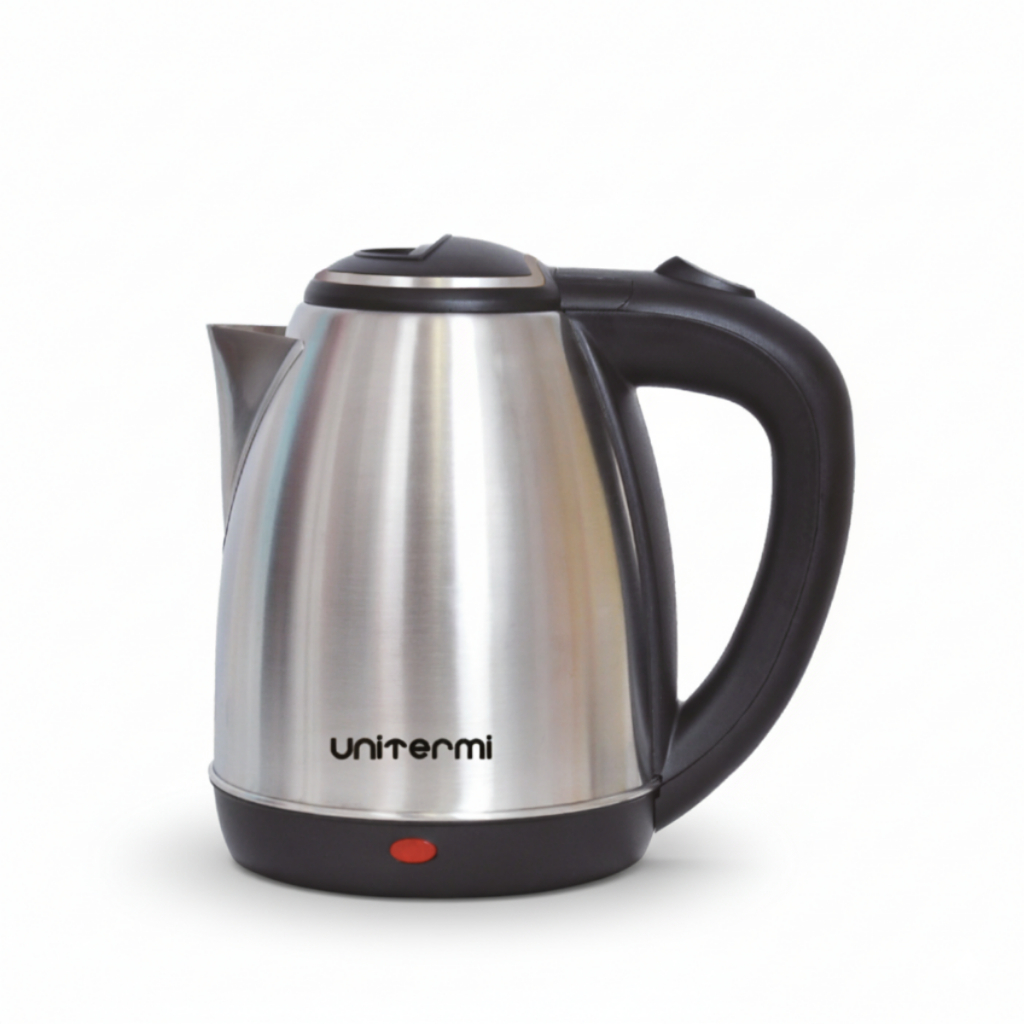 Chaleira Elétrica Térmica Bule Com Tampa 1,8L Unitermi Jarra 1200W Potência Prateada Inox Café Chá