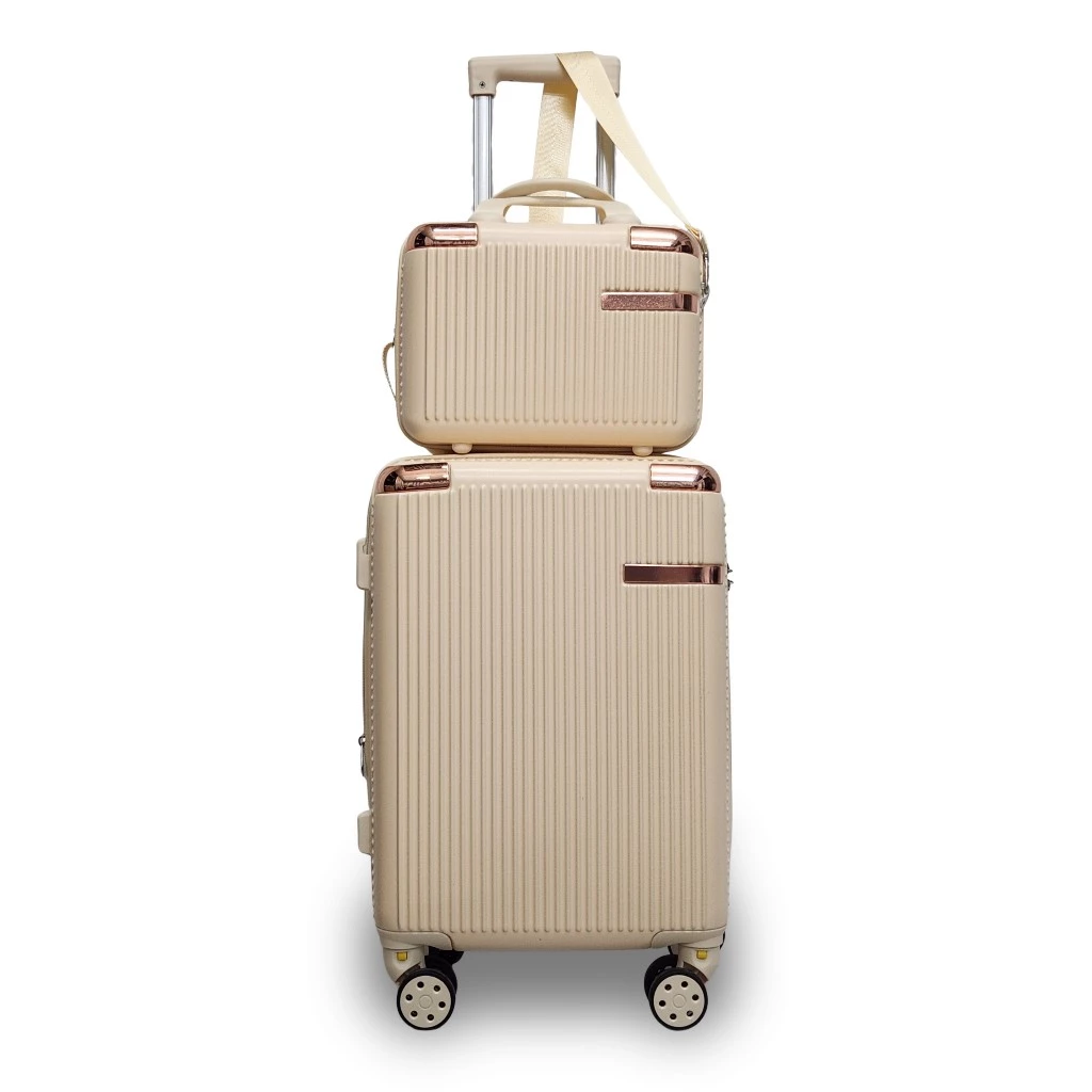Kit Mala de Viagem Bordo ABS 10kg USB Cadeado TSA + Frasqueira Rodinhas 360° Leve Resistente Cores