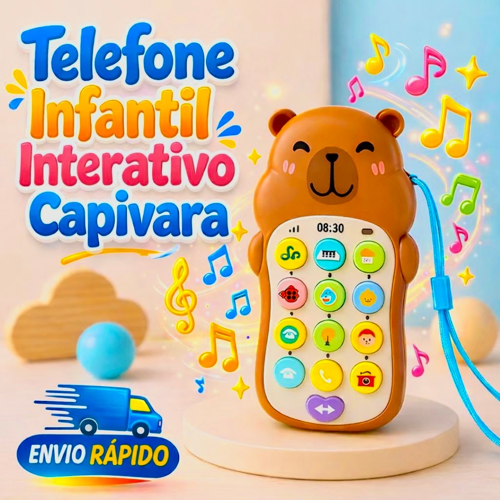 Telefone Infantil Para Bebês Musical Capivara Interativo com Sons e Luz Educativos Mordedor Presente Criança Tummy Time em Oferta na Shopee