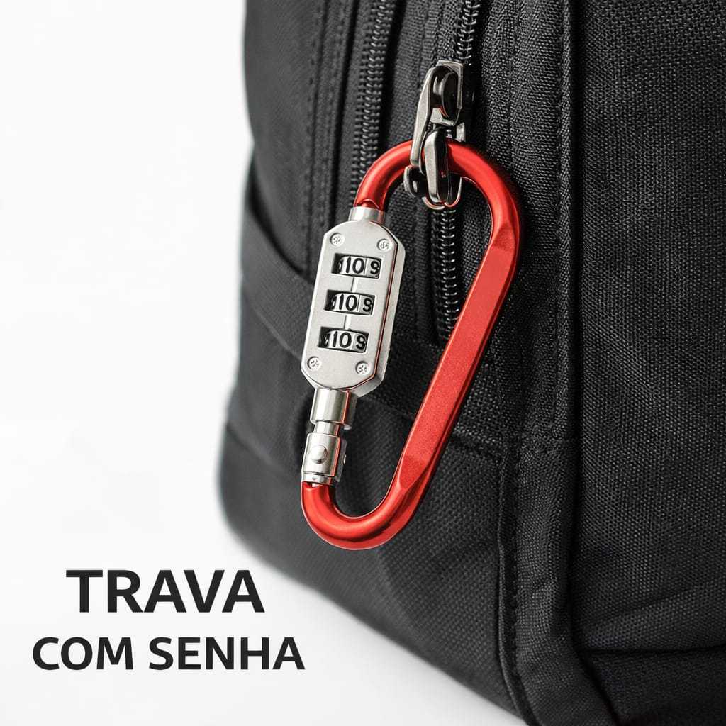 Imagem Cadeado com Senha 3 Dígitos Anti Furto para Mochila Mala Capacete Mosquetão
