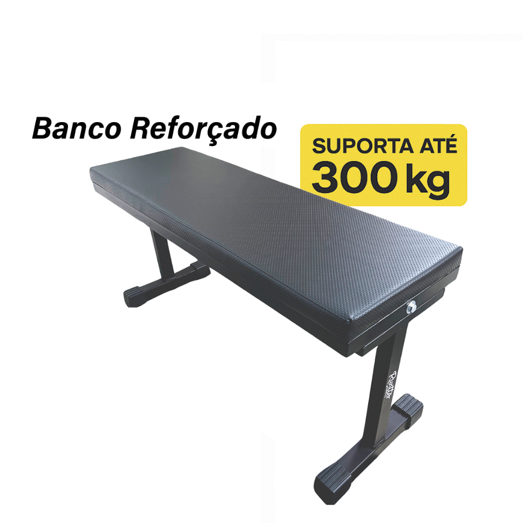 Banco Musculação Academia Supino Reto  90x30x42cm Preto Rúntter