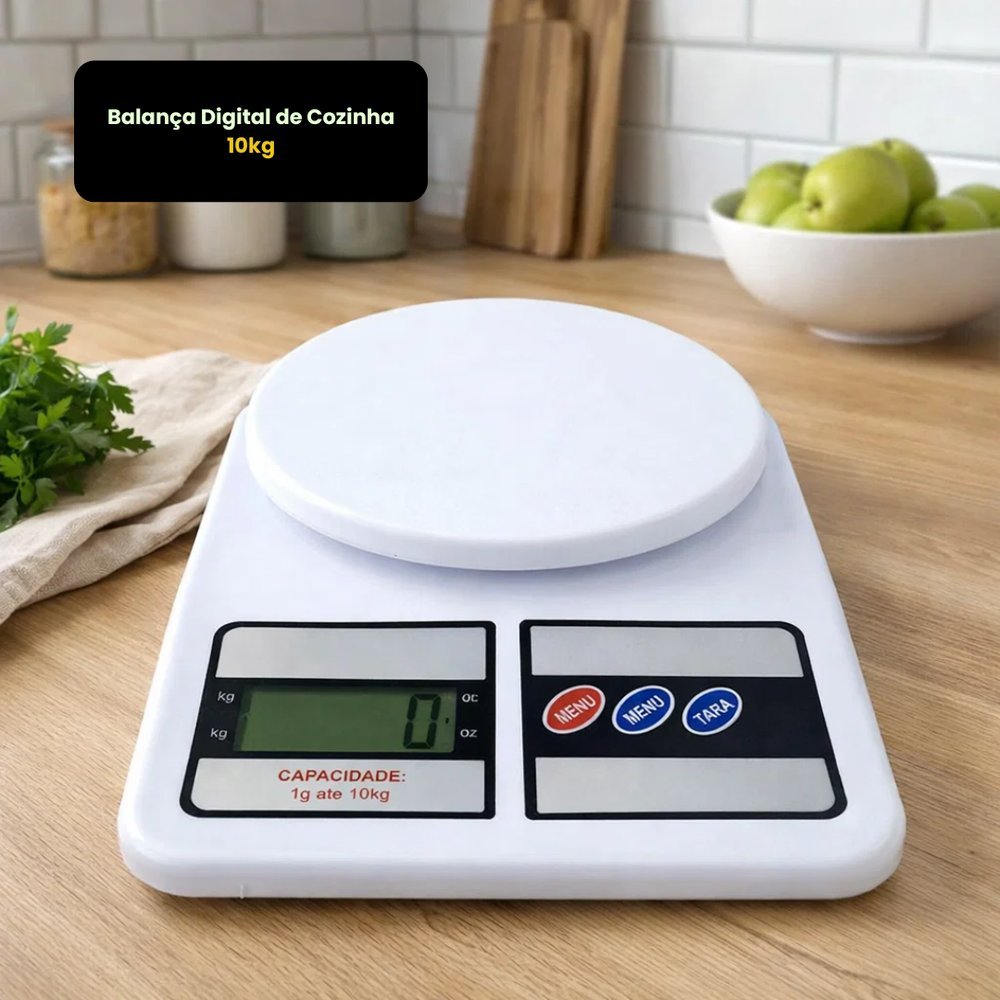 Balança Digital Alta Precisão até 10kg Cozinha Dieta Alimentos Super Precisa Nutrição Confeitaria