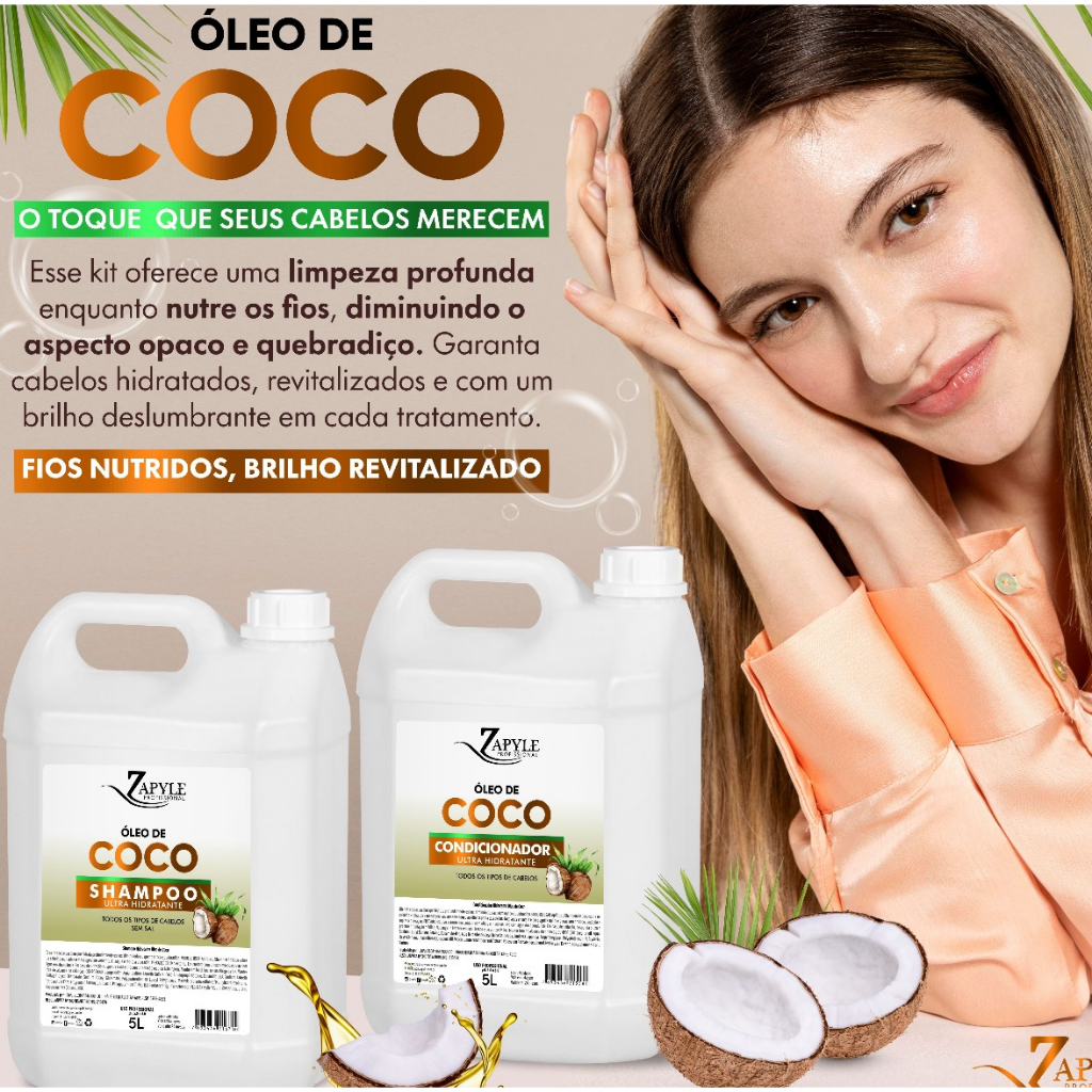 Shampoo + Condicionar Galão 5 Litros De Coco Lavatorio