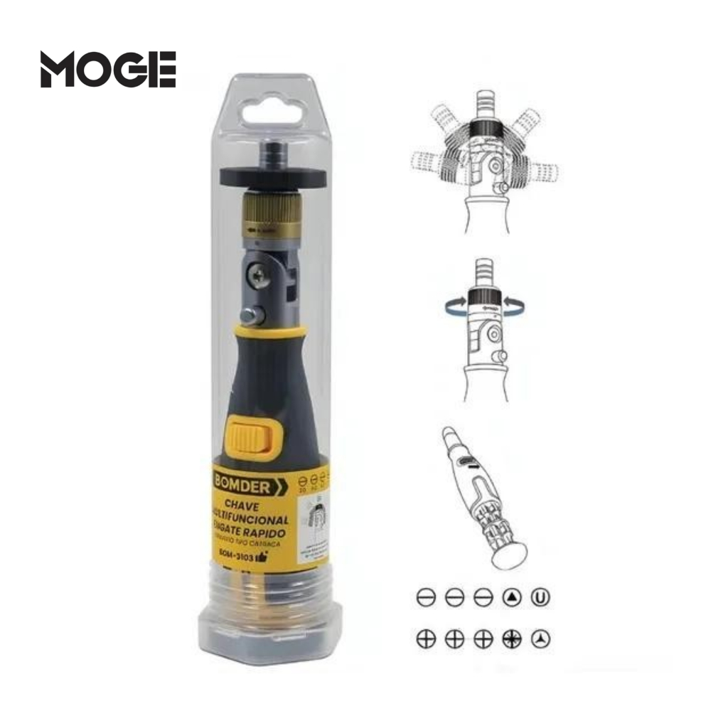 Chave Multifuncional com Catraca | Engate Rápido 180° + 10 Bits CRV