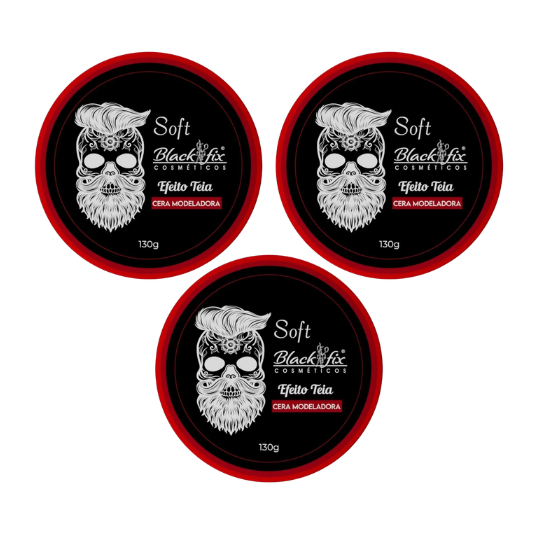 Kit 3 Unidades Pomada Cera Modeladora Soft Efeito Teia 130g Black Fix | Fixação com Aspecto Natural