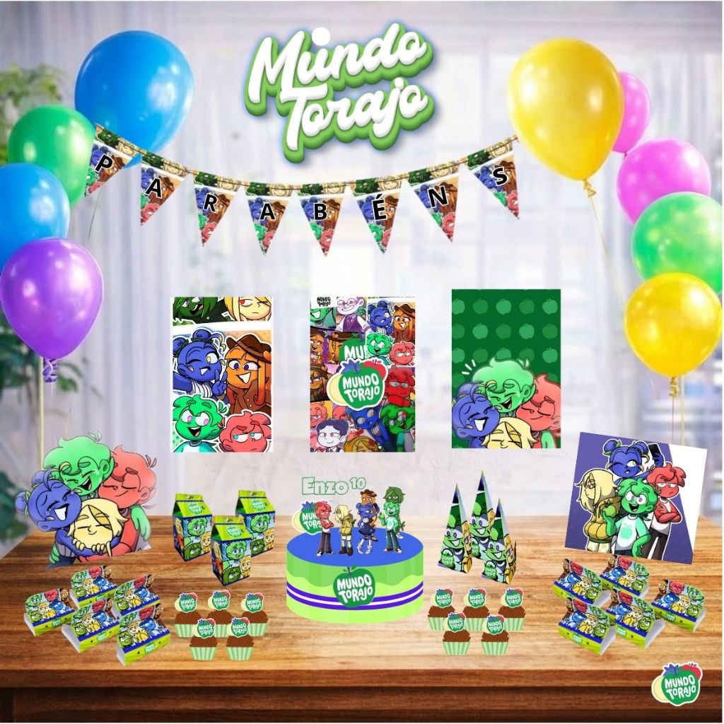 Kit Só Um Bolinho - Festa em casa Mundo Torajjjoo /Decoração Festa Infantil Personalizada