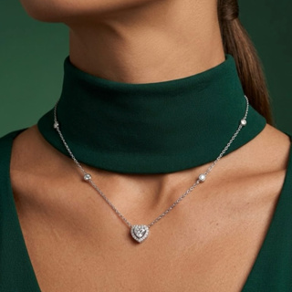 Colar Moissanite Coração Cravejado em Prata 925 Colar Feminino Luxo Romântico em Oferta na Shopee
