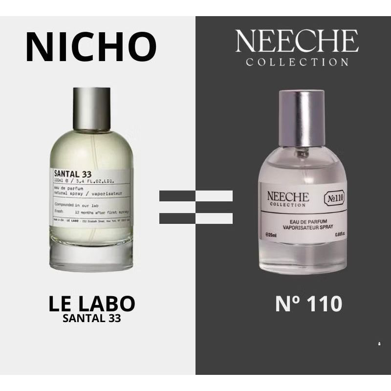 Perfume Mini Neeche Collection Nº110 25ml Dupe Santal 33 Unissex Importado