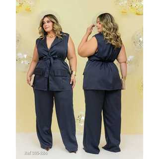 Conjunto De Blazer Feminino Alfaiataria Plus Size (Calça + Blazer)