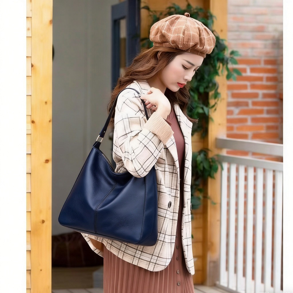 Bolsa Mochila Grande de Ombro Crossbody com Alça Transversal Feminina de Couro Pu H7299 Ling