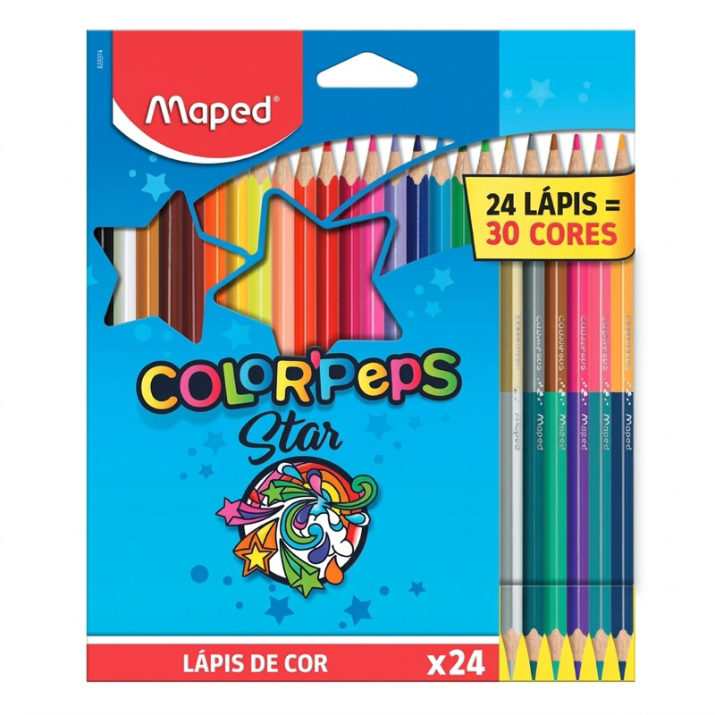 Lápis de Cor 30 Cores Color'Peps Star Maped - 24 Lápis