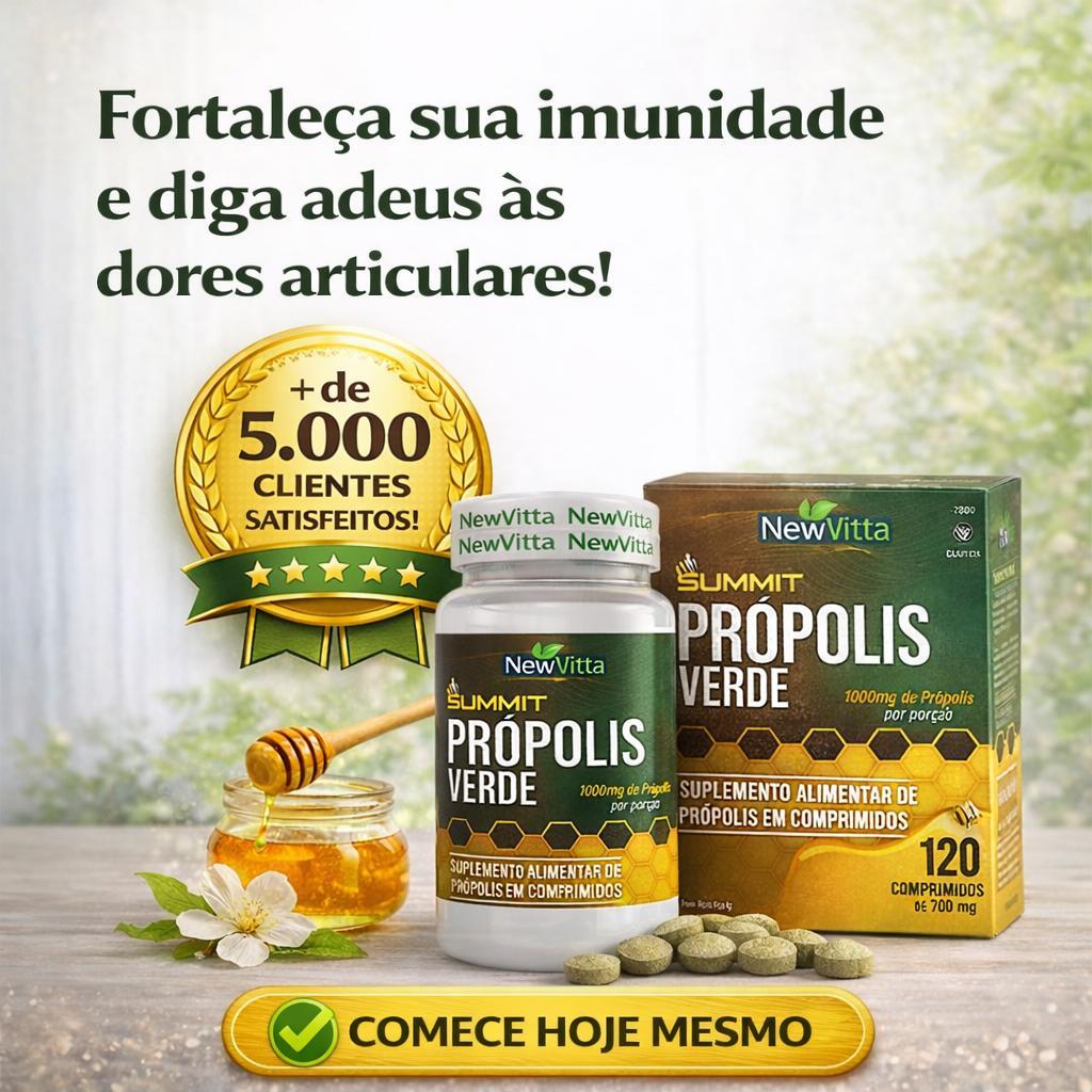 Própolis Verde 1000mg 120 Comprimidos, Imunidade Alta e Alívio nas Dores Articulares, 100% Natural