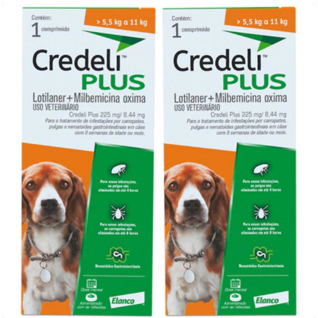 Kit 2 Credeli Plus Elanco para Cães de 5,5 a 11 kg - 1 Comprimido