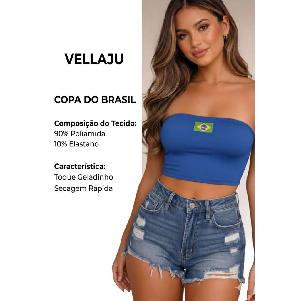 Top Tomara que Caia Brasil em Poliamida Premium com forro alta qualidade