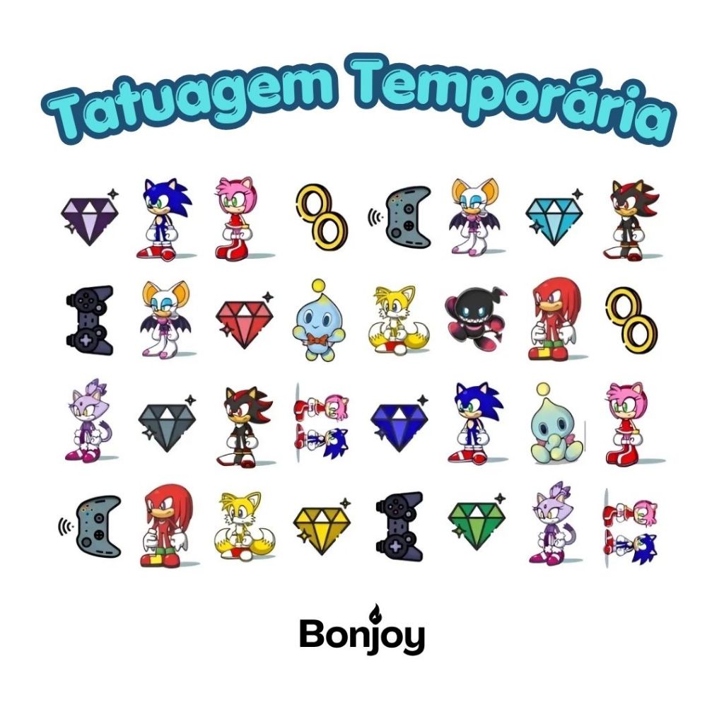 kit de tatuagens temporária sonic para festa de aniversario menino tatto tatuagem em Oferta na Shopee
