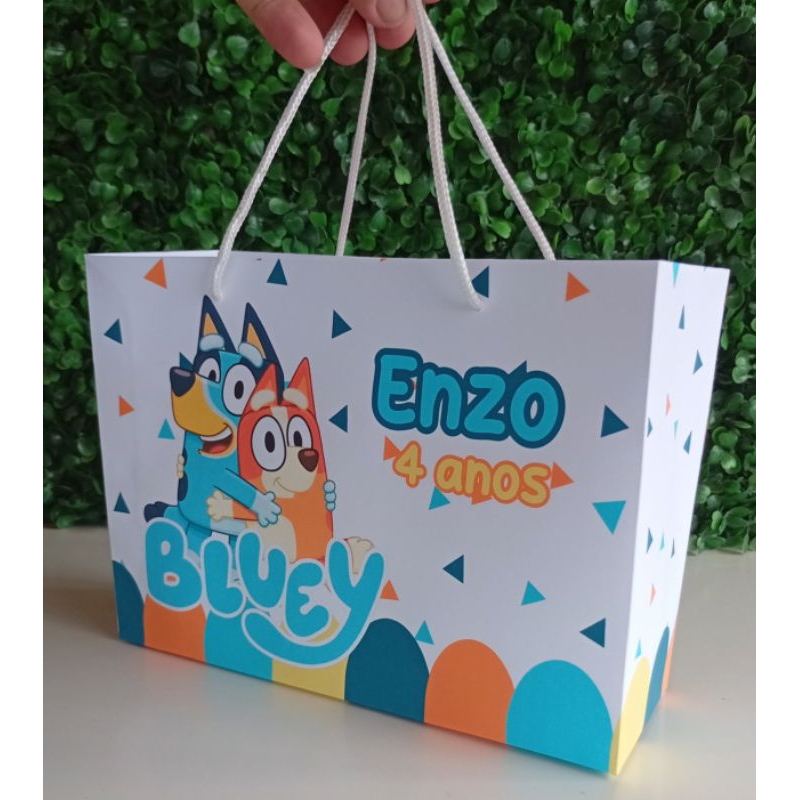 Sacola Bluey Personalizado | Sacolinha | Lembrancinha de Aniversário Bluey e bingo | PEGUE E MONTE