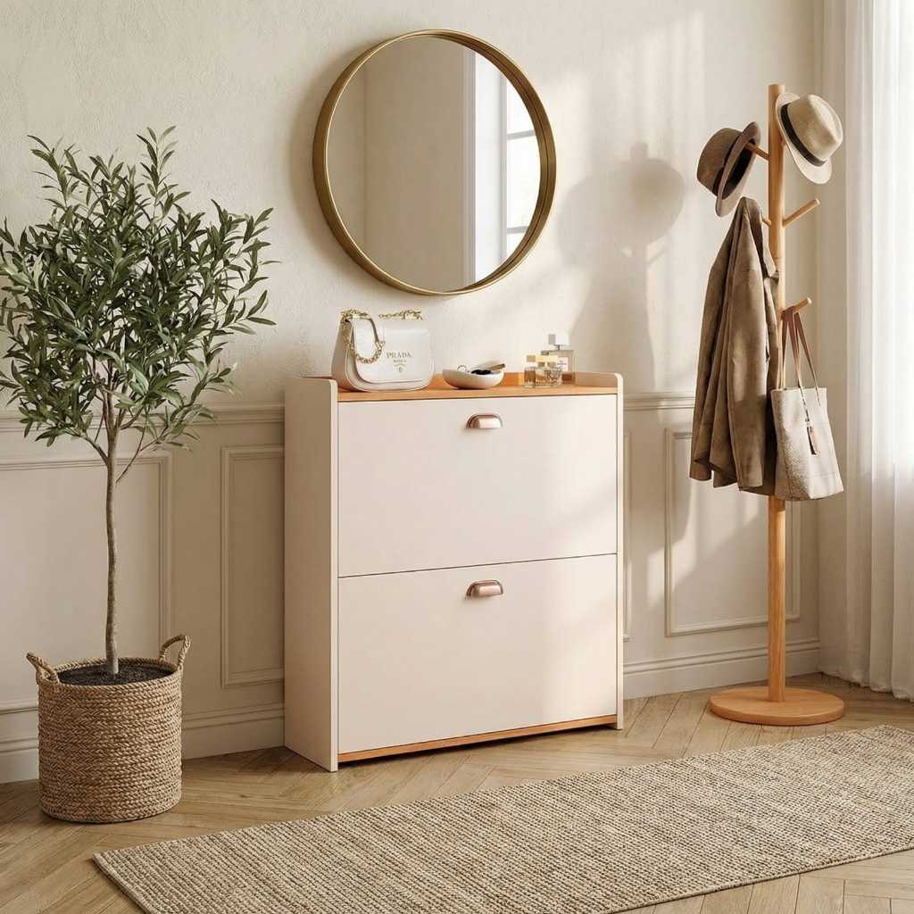 Sapateira Organizador de Sapato Compacta com 2 Portas Basculantes Close Quarto Hall de Entrada em Oferta na Shopee