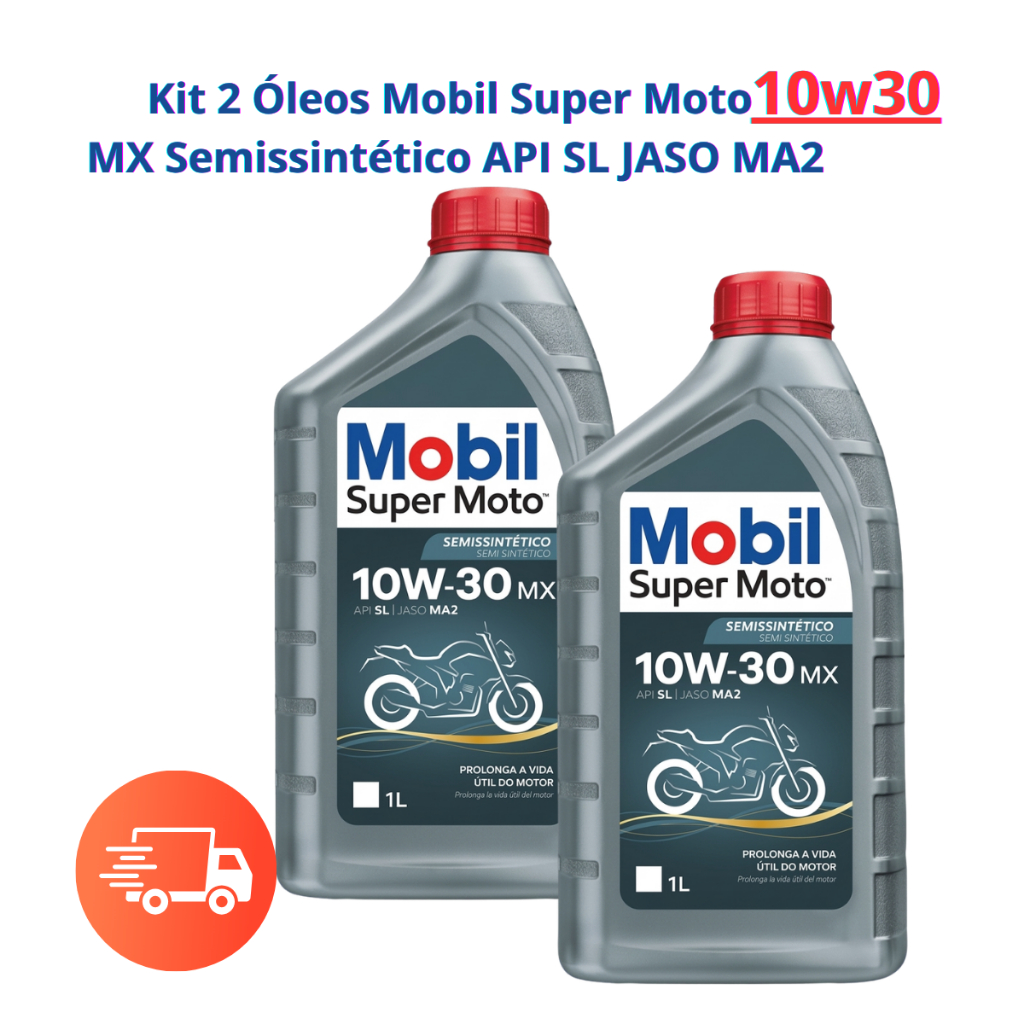 2 Litros Óleo Mobil Super Moto 10w30 MX Semissintético API SL JASO MA2