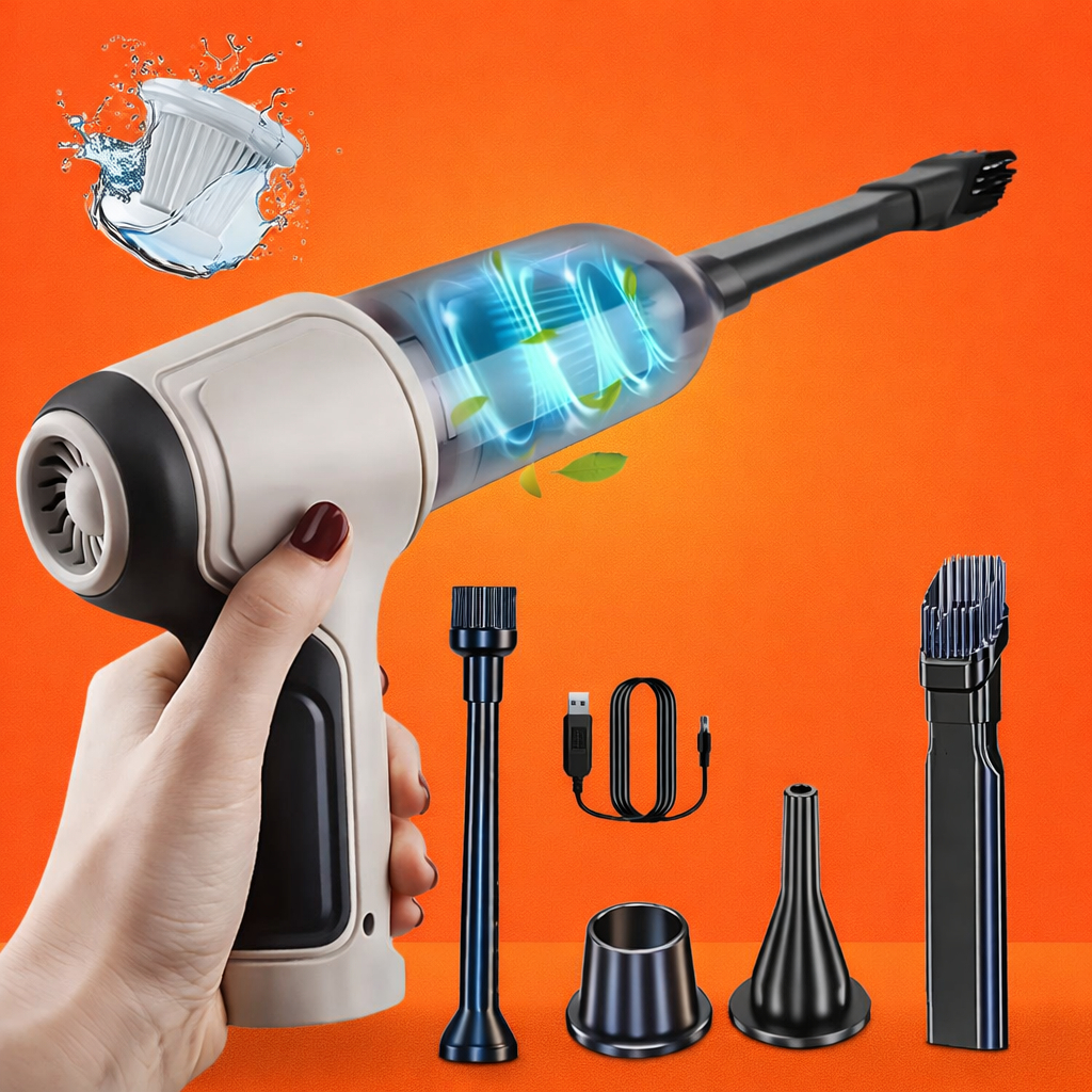 Aspirador Portátil Turbo Sem Fio Recarregável 3 em 1 Super Potente Carro Casa