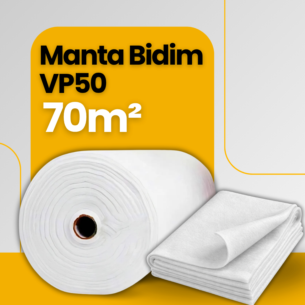 Manta Estrutural Tipo BIDIM VP50 70m² - Manta de Reforço estrutural para TELHAS, CALHAS, RUFOS