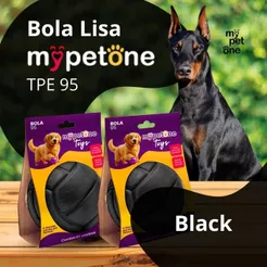 2 Bola Lisa MACIÇA MyPetOne Black 95mm Brinquedo RESISTENTE Para Cães
