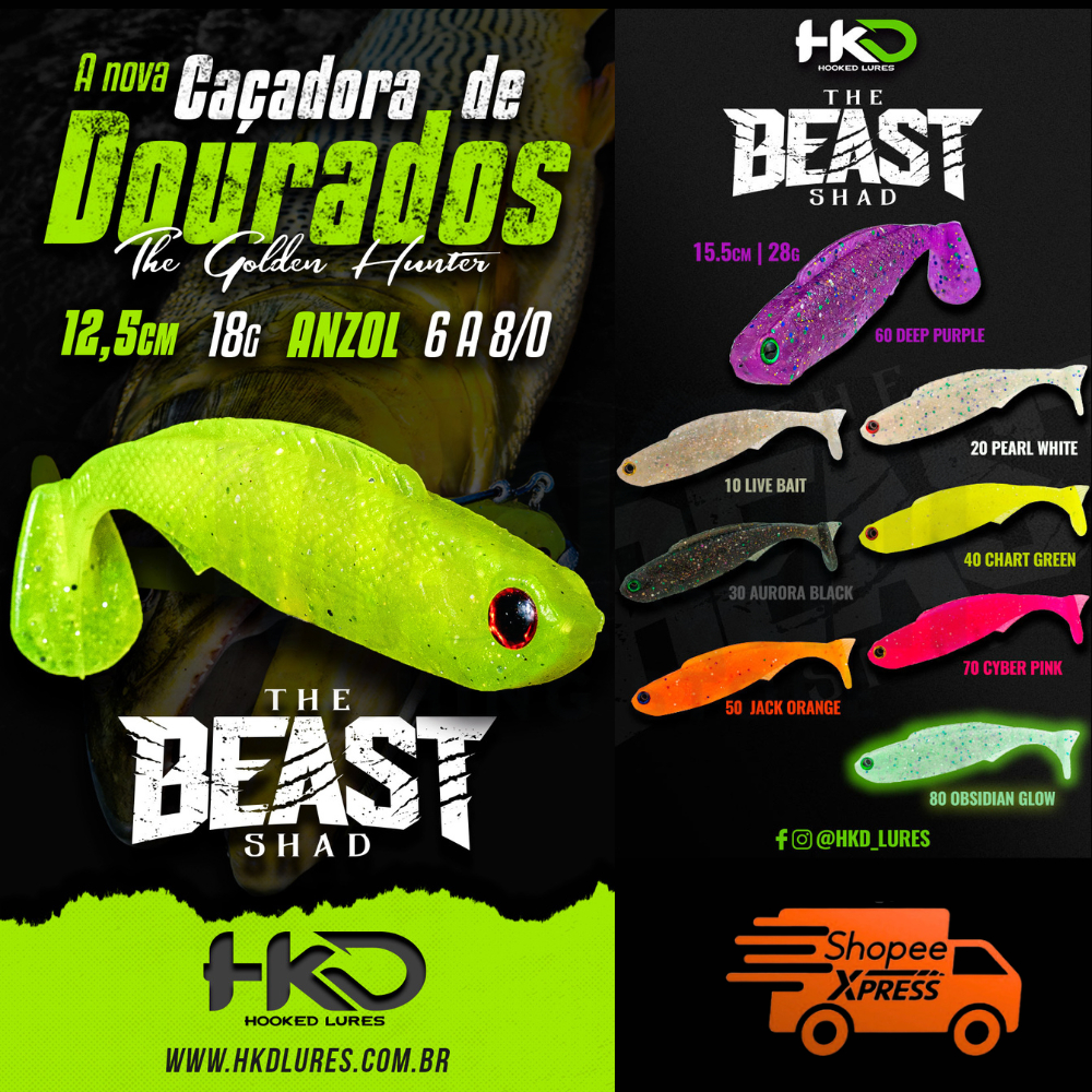Isca Artificial De Pesca Frog Sapo soft Beast Shad 12,5 HKD Dourado Traira Tucunaré Robalo