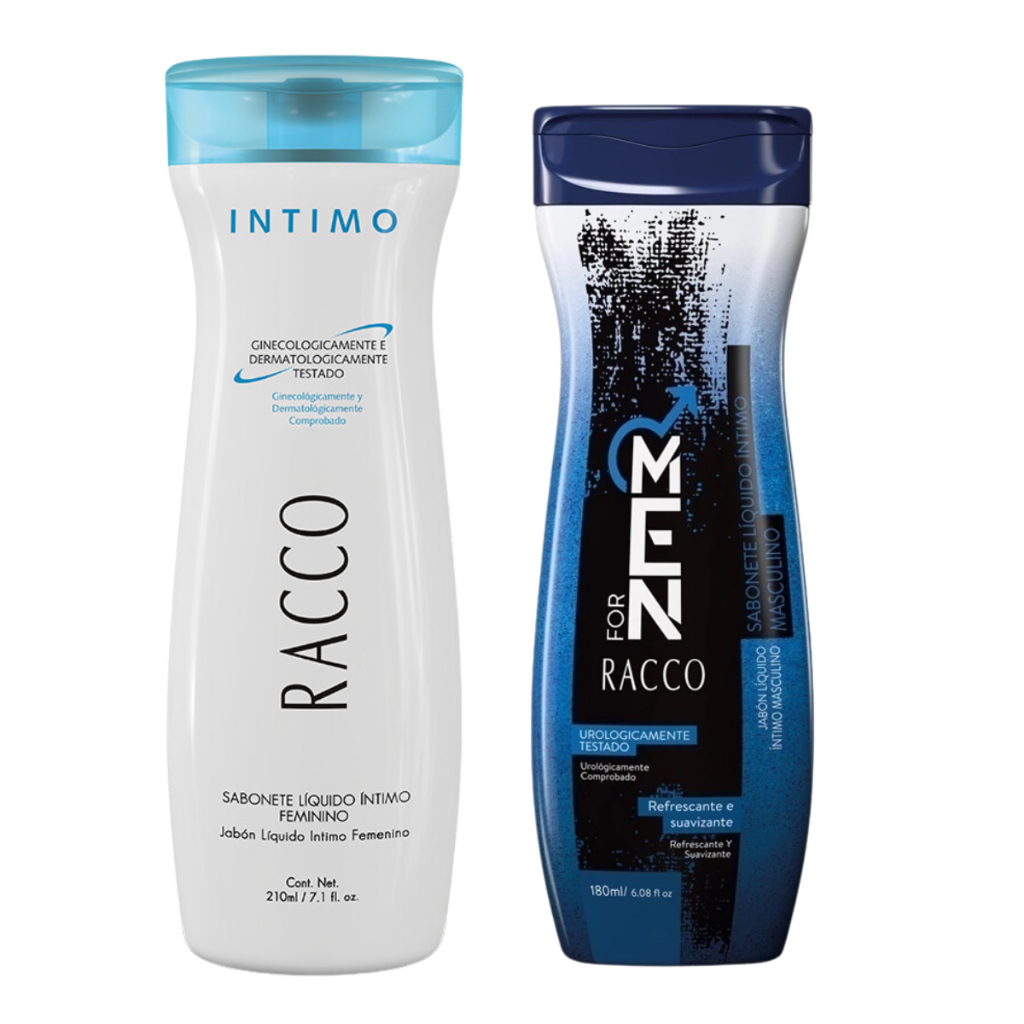 Kit Casal Higiene 1 Sabonete Intimo Feminino + 1 Masculino Liquido Viagem Dia a Dia Racco