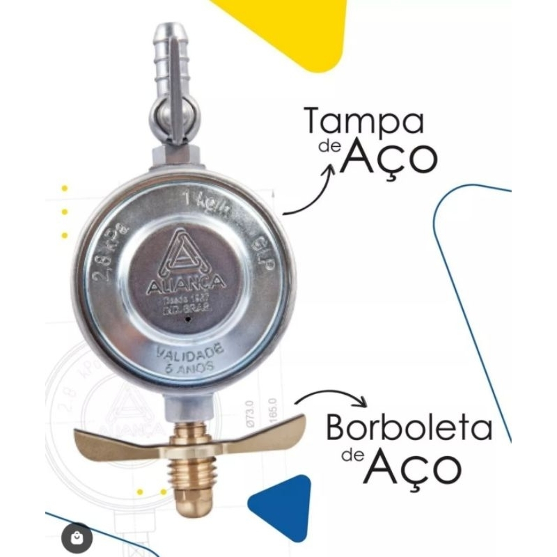 Registro Regulador De Gás 505-01 Medidor Botijão Cozinha P13 Aliança — imagem 2 de 2