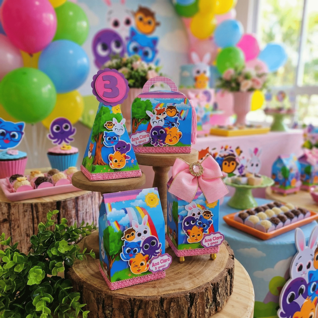 Lembrancinha Bolofofos Menina Personalizados Aniversário Decoração Caixinhas Mesversário 1 Ano Kit