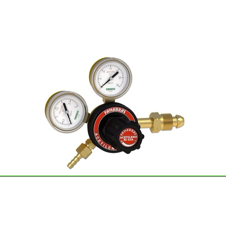 Regulador de Pressão P/Acetileno para uso em solda, corte e aquecimento.