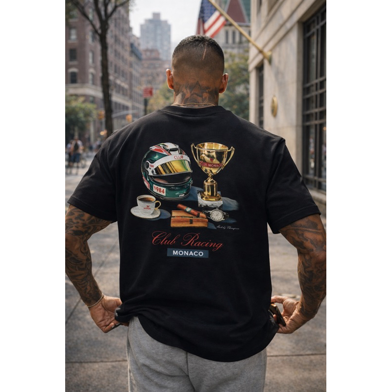 Camiseta Premium Masculina Estampa Club Racing Monaco 100% Algodão Conforto Máximo Streetwear Luxo Tendência 2026