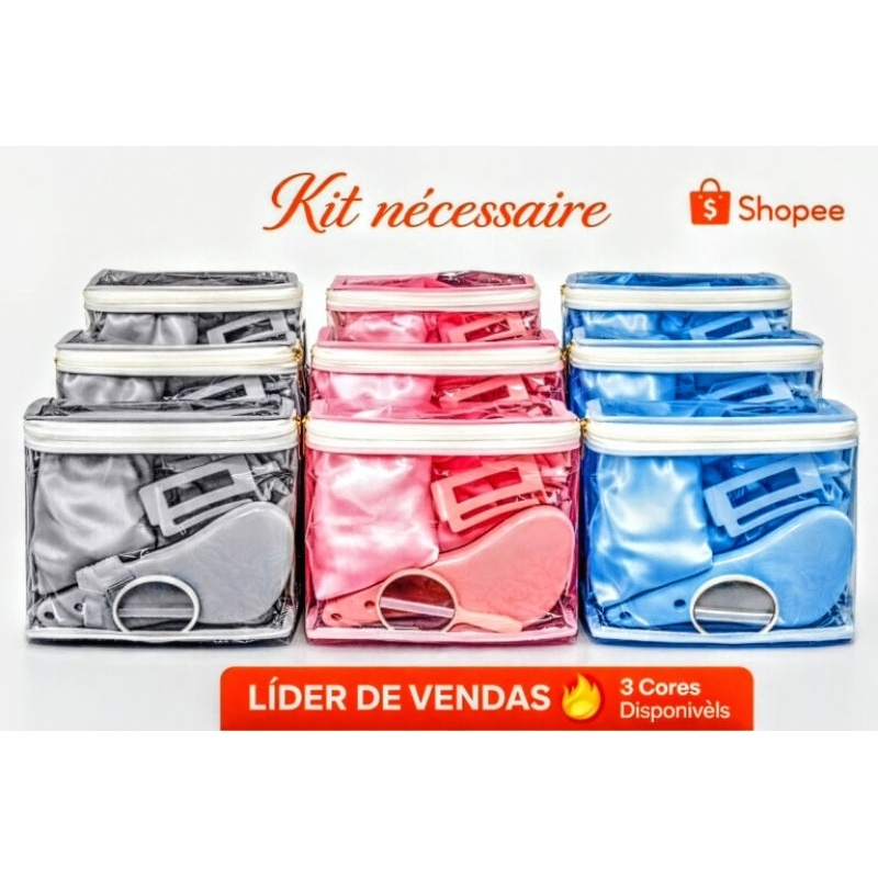 Kit c/03 - Necessaire Cores Variadas  -Organizador Multiuso Perfeito para Guardar Utensílios e Roupas de Recém-Nascidos.