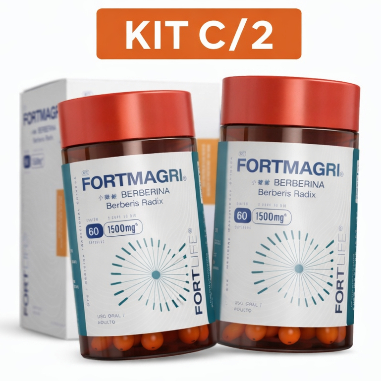 Kit 2 Fortmagri Berberina 1500mg 60 Cápsulas FORTLIFE - ORIGINAL