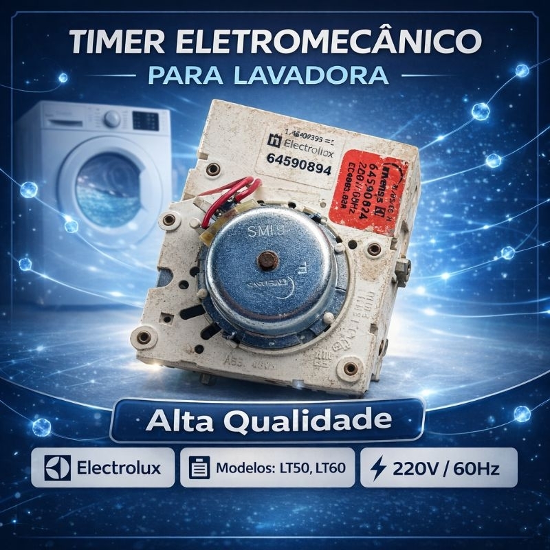 Timer Eletromecânico para Lavadora *Electrolux* - Modelos: LT50, LT60 - 220V/60Hz
