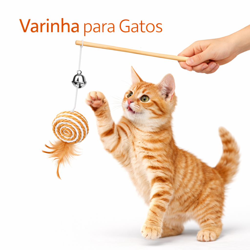 Brinquedo Com 1 ou até 4 Varinhas Guizo Gato Pets Interativo Antistres Varios Modelos ENVIO IMEDIATO