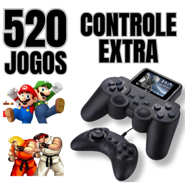 Gamepad portátil S10 console de jogos retrô com 520 jogos clássicos mini gamer com visor