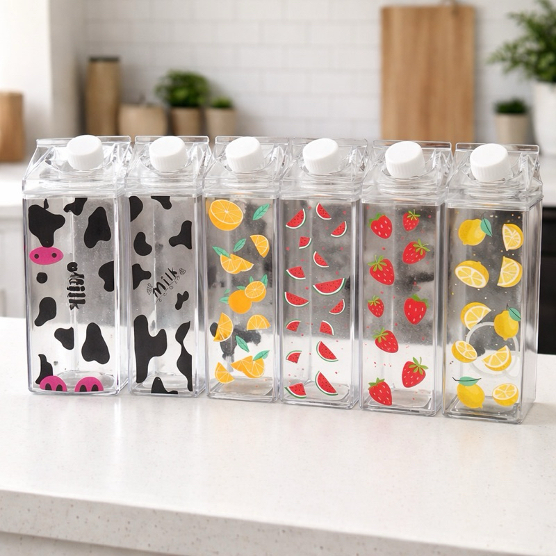 Garrafa Jarra  Acrílica Transparente de Suco e de Leite  Porta Leite Decorativo Portátil Jarra