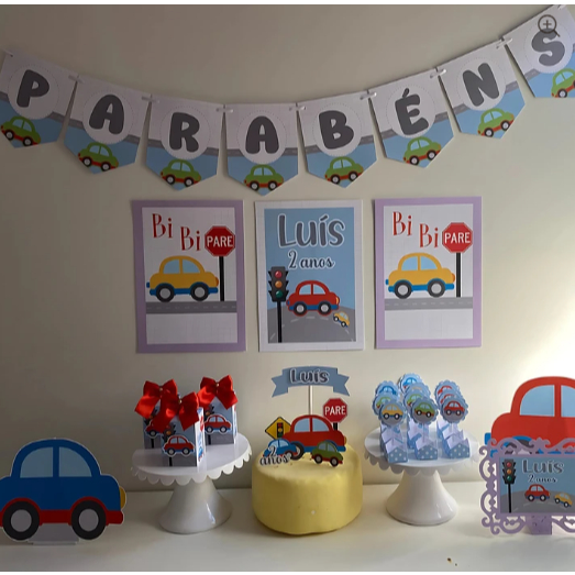 Kit Festa Carrinhos / Carros  Personalizado Só um Bolinho | Mesversário Aniversário | Lembrancinha