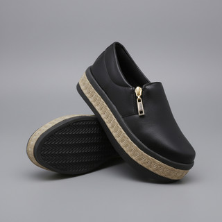 Tenis Slip On Feminino Moda Casual Ziper Calce Facil e Sola Borracha Robusta Conforto