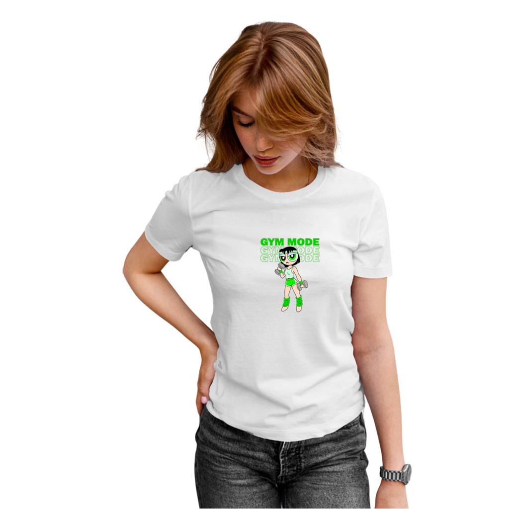 Camiseta Feminina  Poderosa  Docinho Treinando com Tecido Leve  e  Confortável 100 % Algodão Premium