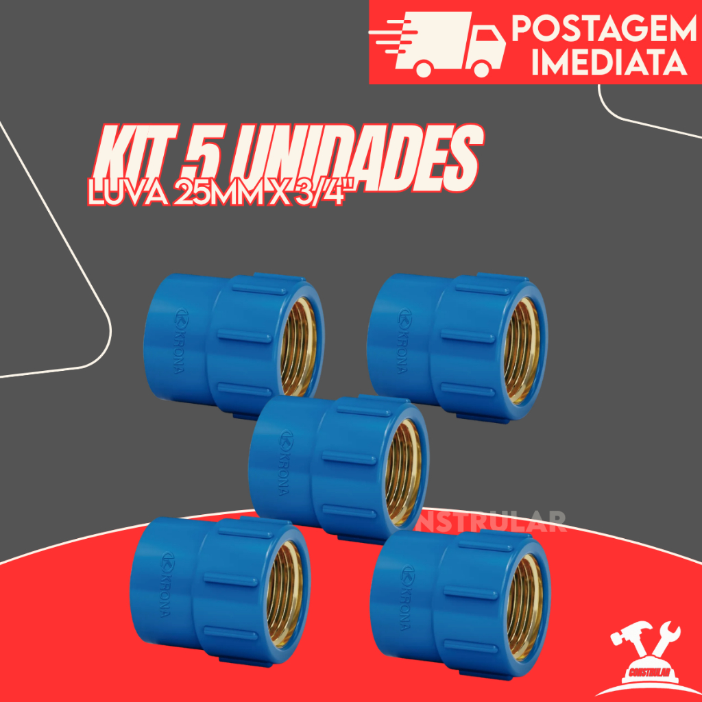 Luva Azul Soldável x Rosca c\ Bucha Latão 25 x 1/2 5 / 10 unidades