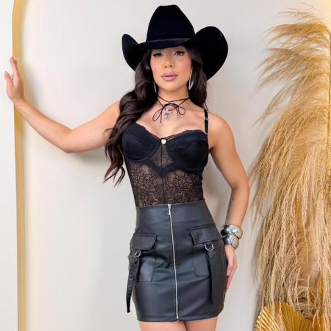 Body Feminino Renda Tule Sensual Estilo Country Alça Regulável Sem Bojo Com Aro Roupa Feminina Sexy