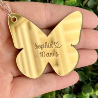 Chaveiro Borboleta em Acrílico Espelhado Personalizado – Lembrancinhas Premium p/ Festas, Maternidade e Eventos em Oferta na Shopee