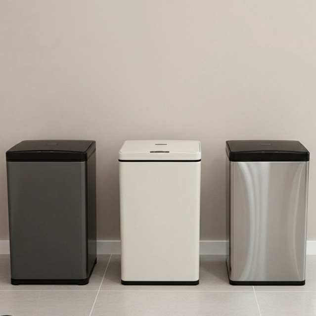 Cesto Lixeira Automatica Sem Toque 40 e 50 Litros Aço Inoxidável Preta Branca Aço Sensor Proximidade Inteligente