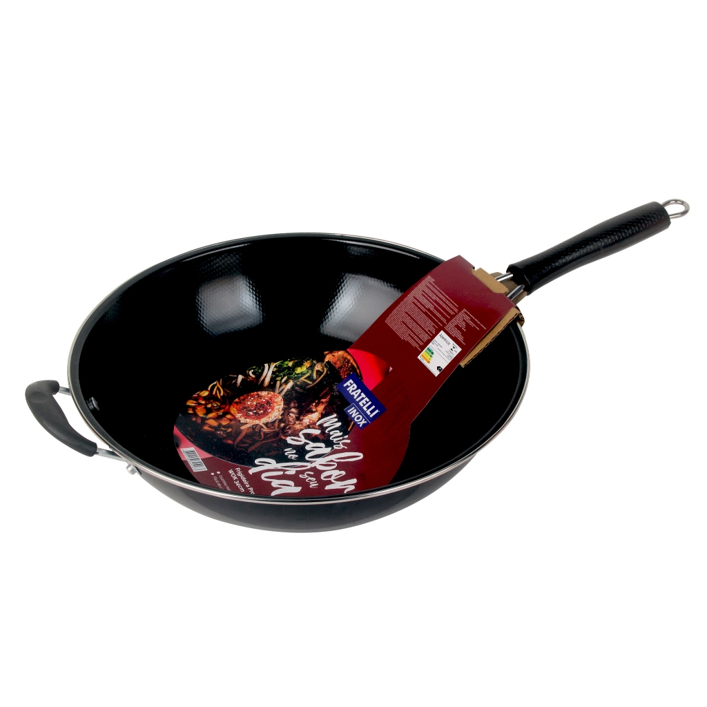 Imagem Frigideira Grande Profissional Wok 34cm 3l Teflon Antiaderente Yakissoba Carne Peixes - Original Fratelli