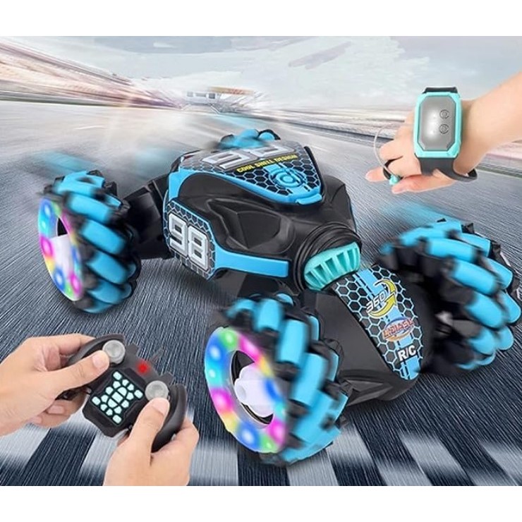 Carrinho De Controle Remoto ,Gesture Sensing RC Stunt Car Com Light & Música + spray de cauda