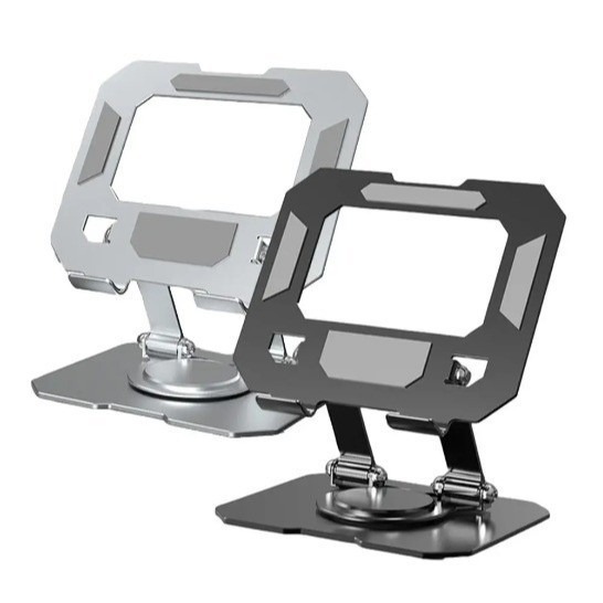Suporte Alumínio de Mesa Base Rotatória Ajustável Dobrável 360º  Para Tablets